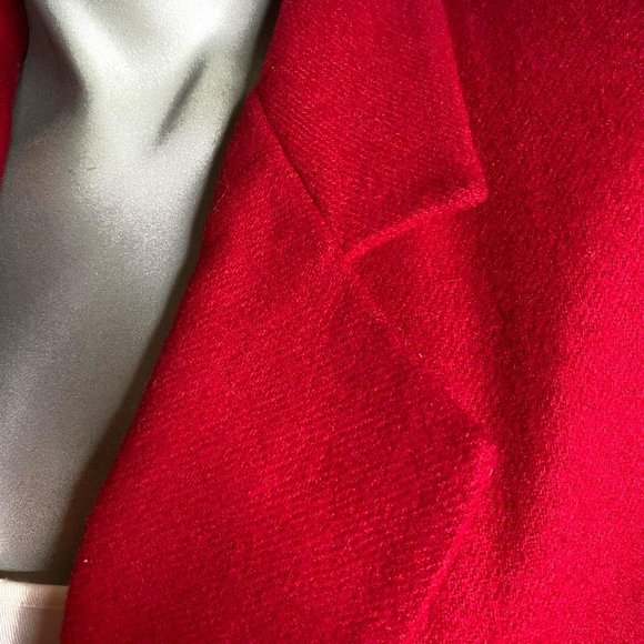 Vintage 90s CASABLANCA Petites Red Wool Blazer Double-Breasted Jacket Gold 4 - Picture 4 of 7